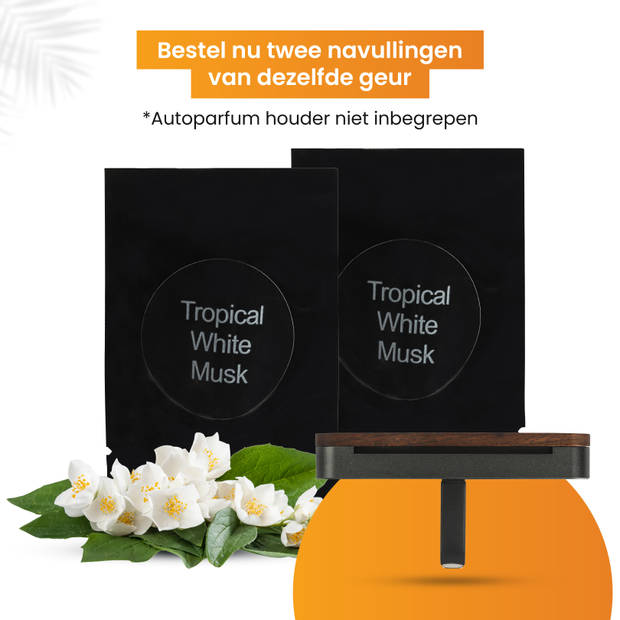R2B® Autoparfum Navulling - Tropische Witte Muskus - 2 stuks - Auto Geurverfrisser - Luchtverfrisser - Auto parfum