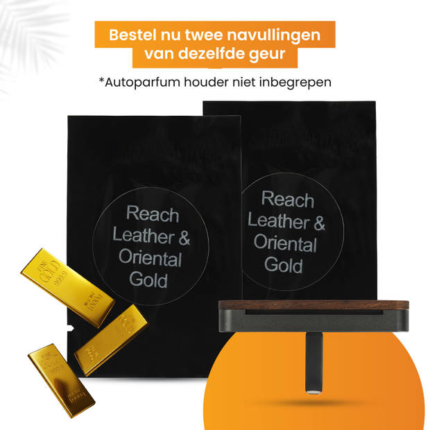 R2B® Autoparfum Navulling - Rijk Leer & Oosters Goud - 2 stuks - Auto Geurverfrisser - Luchtverfrisser - Autogeur