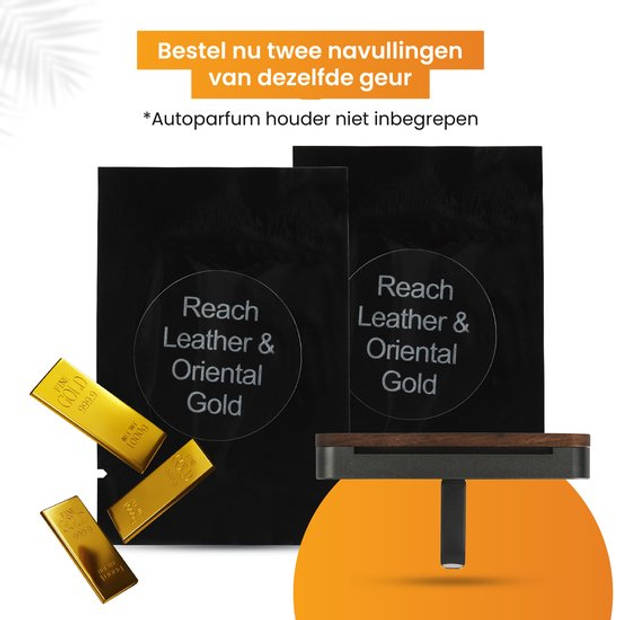 R2B Autoparfum Navulling - Rijk Leer & Oosters Goud - 2 stuks - Auto Geurverfrisser - Luchtverfrisser - Autogeur