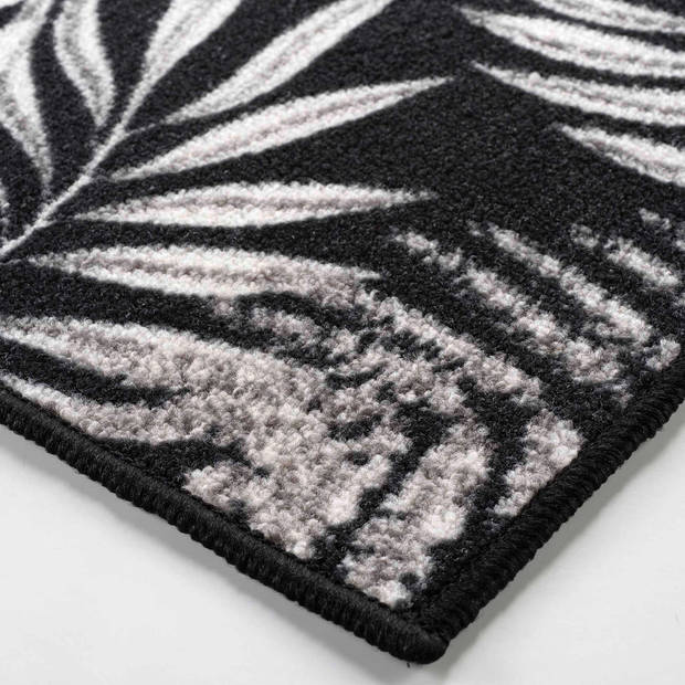 Keukenloper tapijt Palm Leaves – Wit – Zwart - 50 x 120 CM