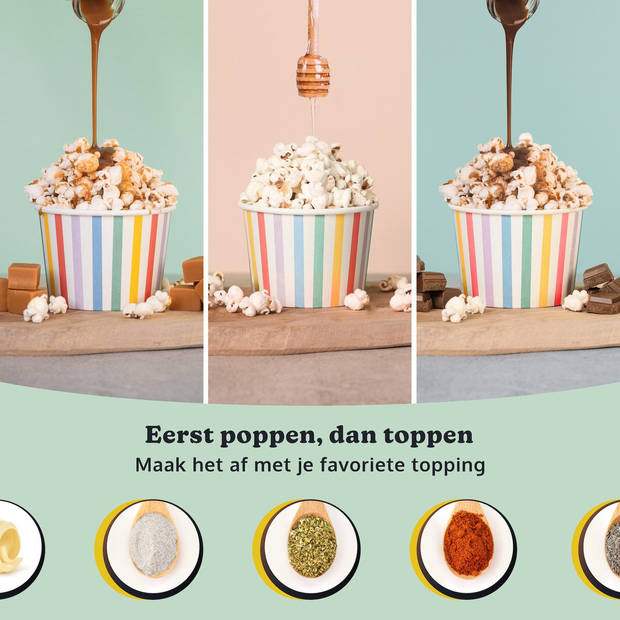 JAP Appliances Happy Pops - Retro popcorn machine (2-3 personen) - 1200W - Klaar binnen 3 minuten - Zonder olie - Groen