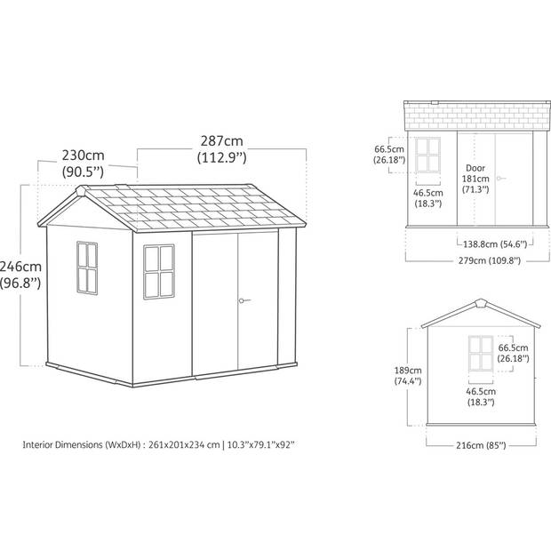 Keter Newton 975 Tuinhuis - 230x287x246cm - Grijs