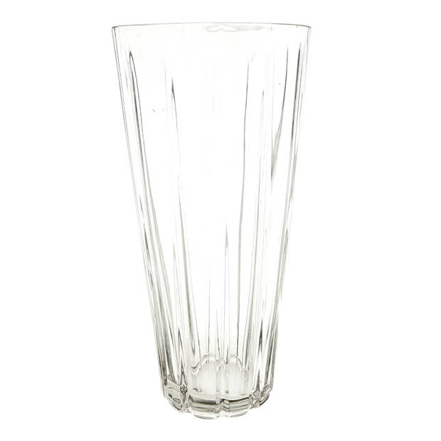 Bloemenvaas van helder glas afmeting 15 x 13 x 28 cm.