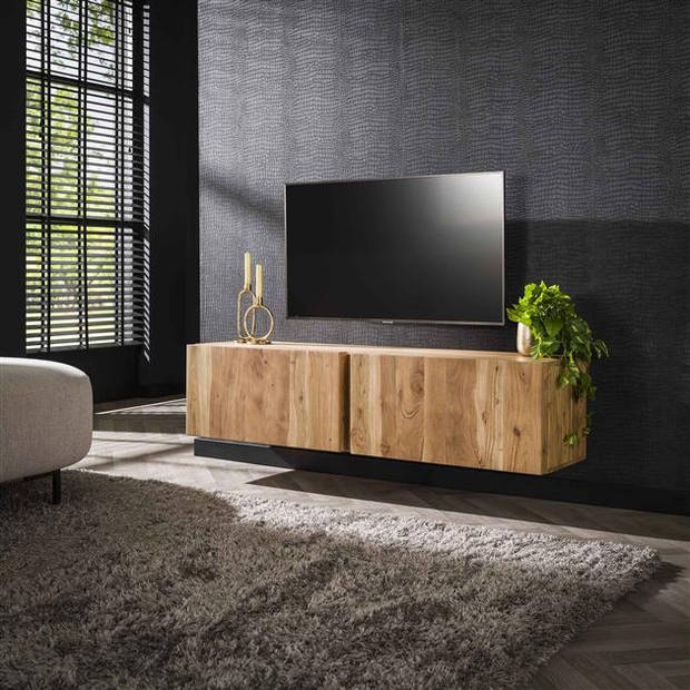 Hoyz Collection - TV-meubel Zwevend 2L Block - 40x150x37cm - Massief Acacia Naturel