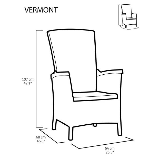 Allibert Vermont Tuinstoel – 2 stuks - 64x68x107cm - Grafiet
