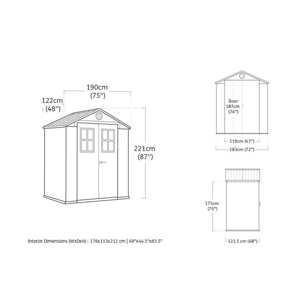Keter Darwin 64 Tuinhuis - dubbele deuren + ramen - 190x122x221 - Groen