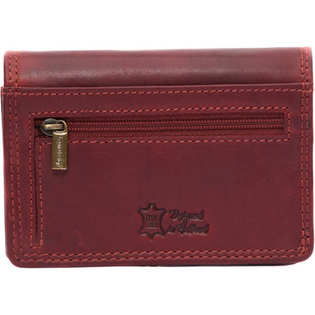 Portemonnee dames - Compact - Leer - Rood (Vintage leer)