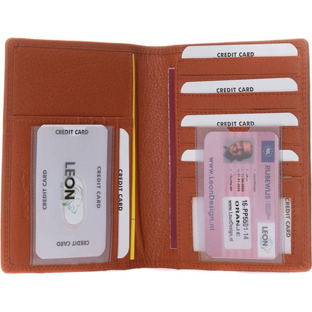 Paspoort hoesje - Compact - Leer - Oranje