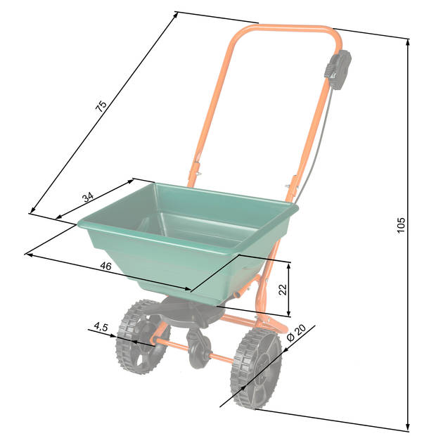 tectake® - Strooiwagen - 25 liter - 402424