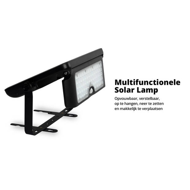 FlinQ Floodlicht- Solar Wandlamp - Solar Tuinverlichting - Bewegingssensor -10W - Zwart