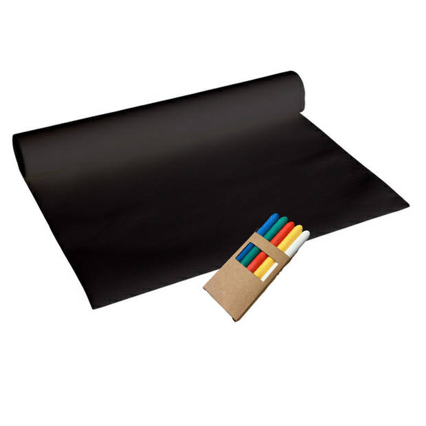 2-in-1 Krijt Tafelloper En Placemats Rol - incl. Krijtjes - Zwart - 2 rollen