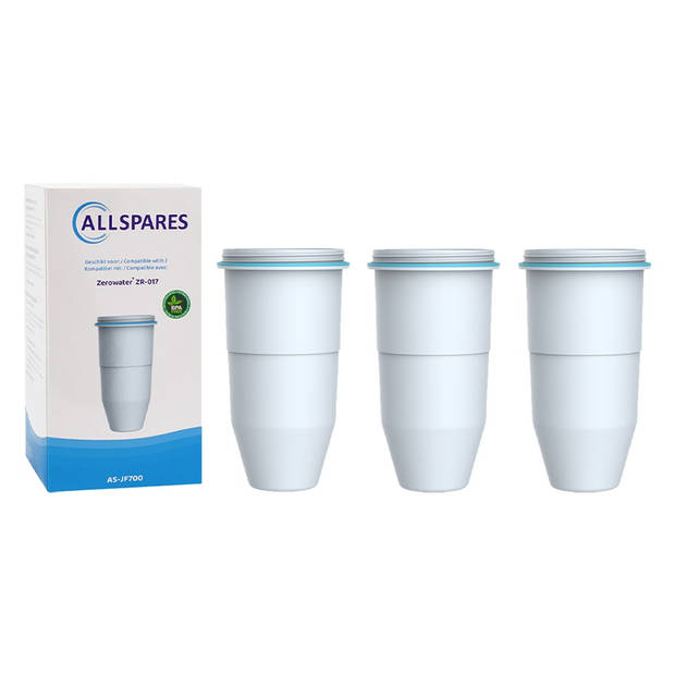 AllSpares Waterfilter (3x) geschikt voor alle Zerowater Waterkannen Vervangingsfilter voor o.a. ZW-5317, ZR-017