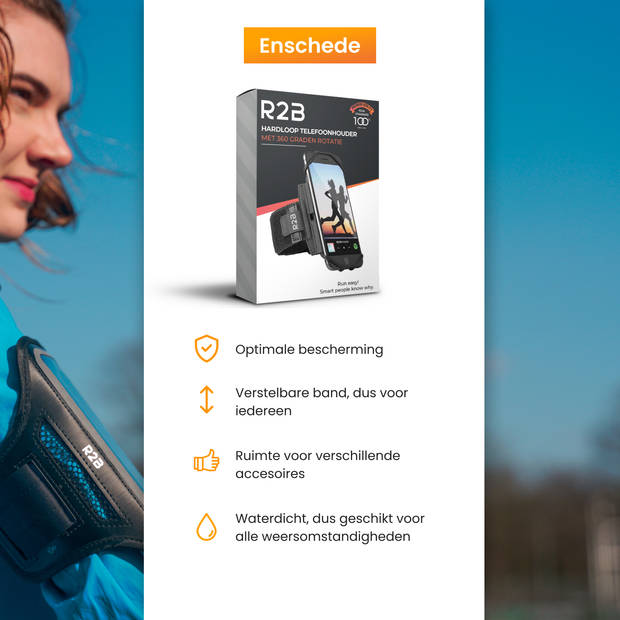 R2B® Waterdichte Hardloop Telefoonhouder t/m 6 inch - Reflecterend - Model Enschede - Sportarmband Telefoon