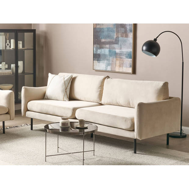 Beliani VINTERBRO - Driezitsbank-Beige-Fluweel