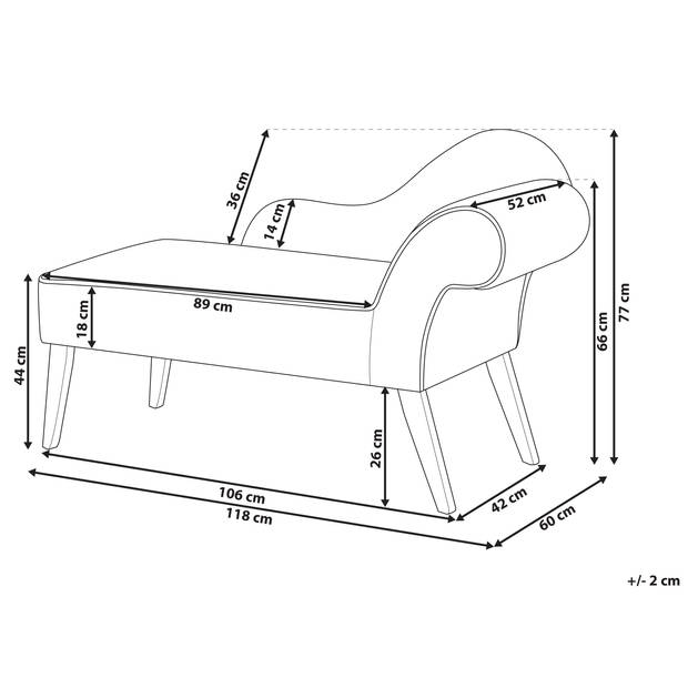 Beliani BIARRITZ - Chaise longue-Blauw-Fluweel