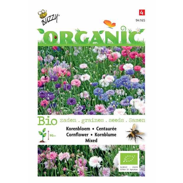 5 stuks - Buzzy - Organic Centaurea cyanus dubb.bl. mix (Skal 14275)
