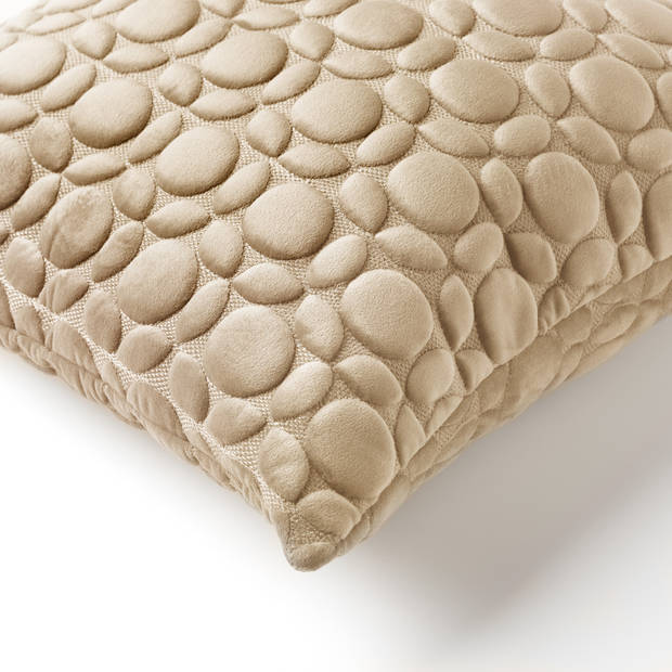 Dutch Decor - KAISA - Kussenhoes 45x45 cm - 3D - print - effen kleur - Semolina - beige