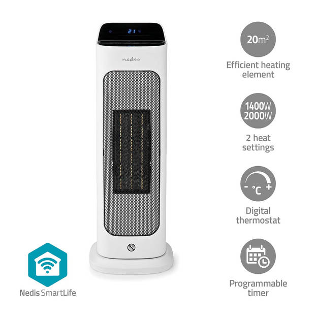 Nedis SmartLife keramische PTC-ventilatorkachel - HTFA20WTW