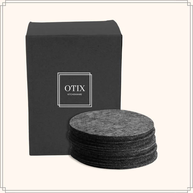 OTIX Onderzetters - Vilt - Zwart - 12 Stuks