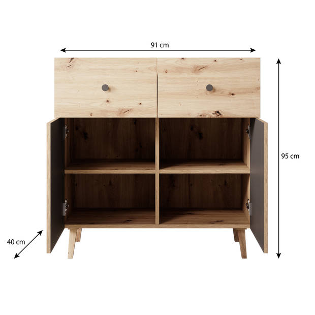 Meubella Dressoir Bali - Eiken - 90 cm