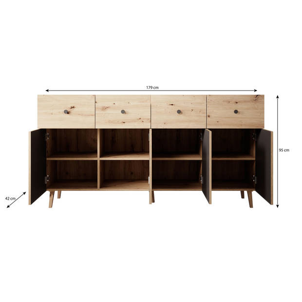 Meubella Dressoir Bali - Eiken - 180 cm