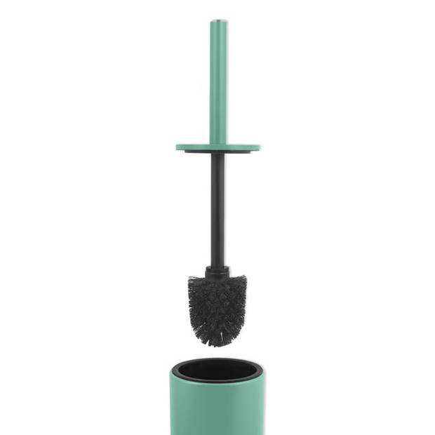 Spirella Luxe Toiletborstel in houder Cannes - salie groen - metaal - 40 x 9 cm - met binnenbak - Toiletborstels
