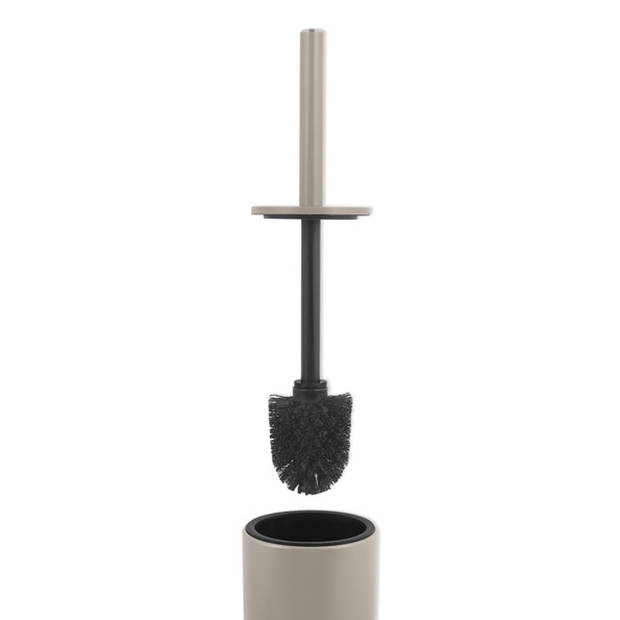 Spirella Luxe Toiletborstel in houder Cannes - 2x - beige - metaal - 40 x 9 cm - met binnenbak - Toiletborstels