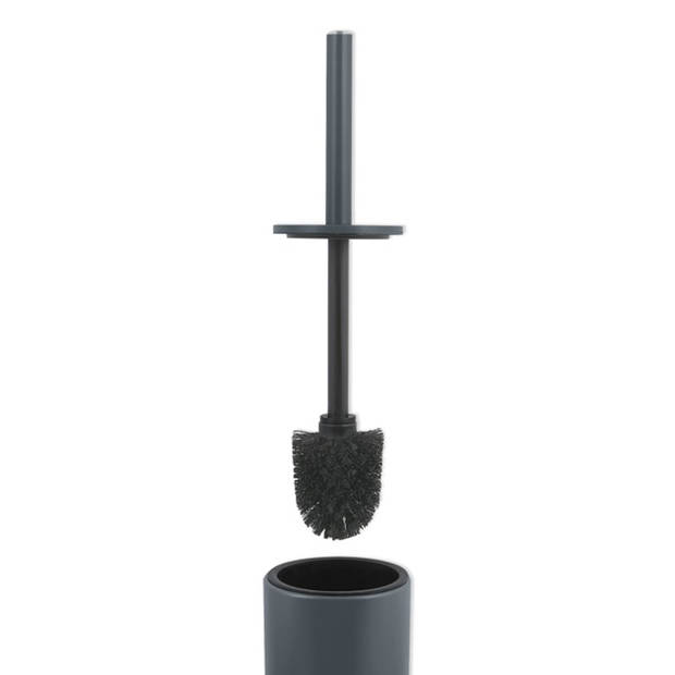 Spirella Luxe Toiletborstel in houder Cannes - donkergrijs - metaal - 40 x 9 cm - met binnenbak - Toiletborstels