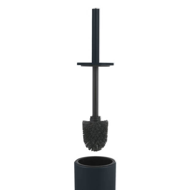 Spirella Luxe Toiletborstel in houder Cannes - zwart - metaal - 40 x 9 cm - met binnenbak - Toiletborstels