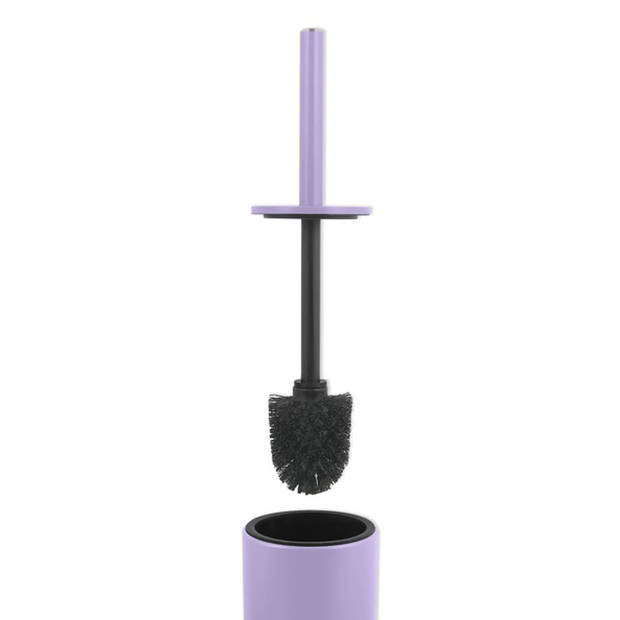 Spirella Luxe Toiletborstel in houder Cannes - lila paars - metaal - 40 x 9 cm - met binnenbak - Toiletborstels