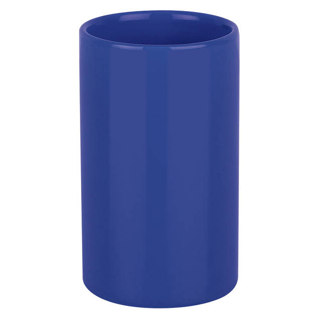 Spirella Badkamer accessoires set - WC-borstel/zeeppompje/beker - porselein - donkerblauw - Badkameraccessoireset