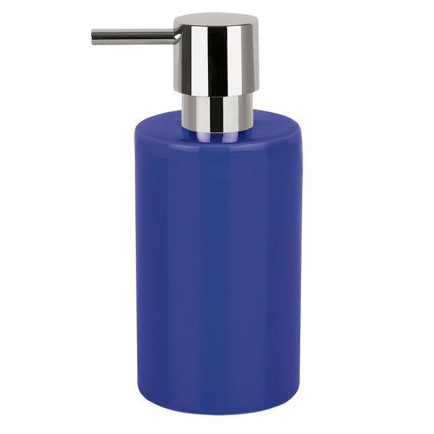 Spirella Badkamer accessoires set - WC-borstel/zeeppompje/rollenhouder - donkerblauw - Badkameraccessoireset