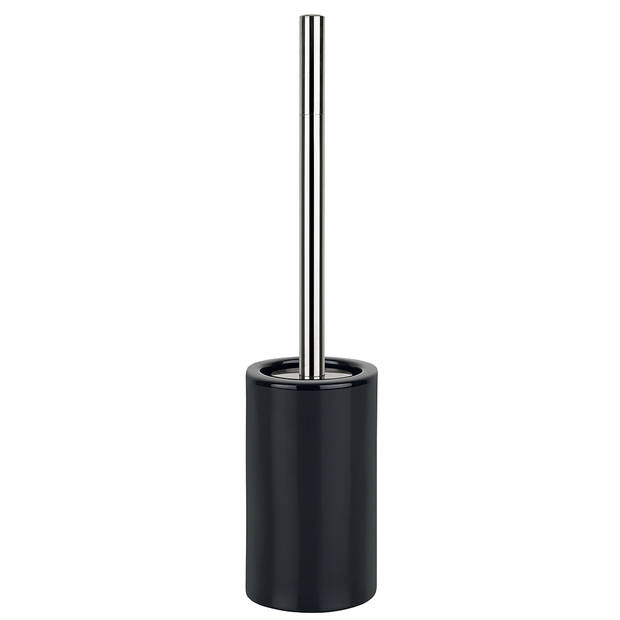 Spirella Luxe Toiletborstel in houder Sienna - 2x - zwart glans - porselein - 42 x 10 cm - binnenbak - Toiletborstels