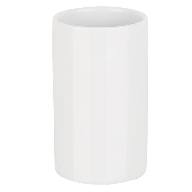 Spirella Badkamer accessoires set - WC-borstel/zeeppompje/beker - porselein - ivoor wit - Badkameraccessoireset
