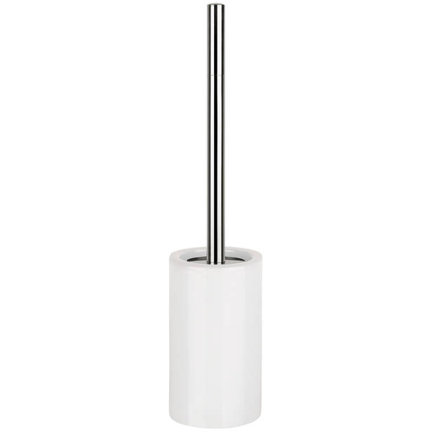 Spirella Luxe Toiletborstel in houder Sienna - 2x - ivoor wit glans - porselein - 42 x 10 cm - Toiletborstels