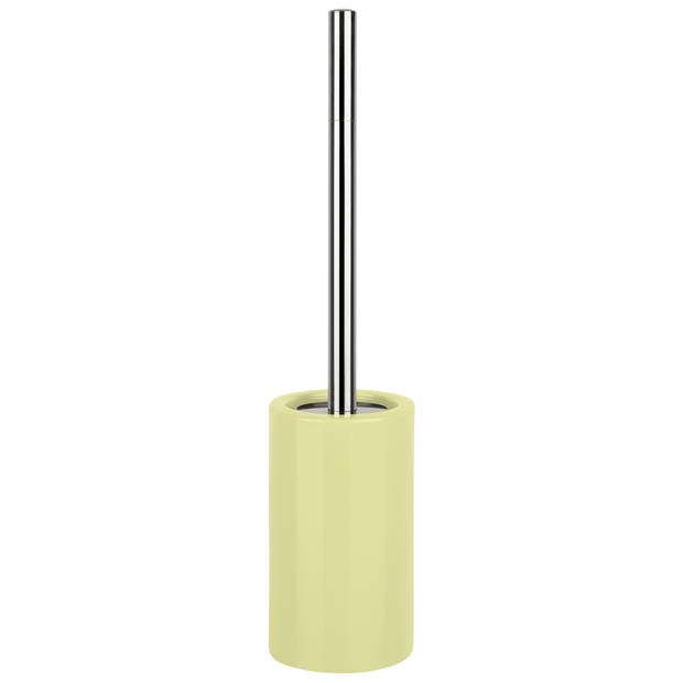 Spirella Luxe Toiletborstel in houder Sienna - 2x - geel glans - porselein - 42x10 cm -met binnenbak - Toiletborstels