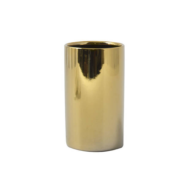 Spirella Badkamer accessoires set - WC-borstel/zeeppompje/beker - porselein - goud - Badkameraccessoireset