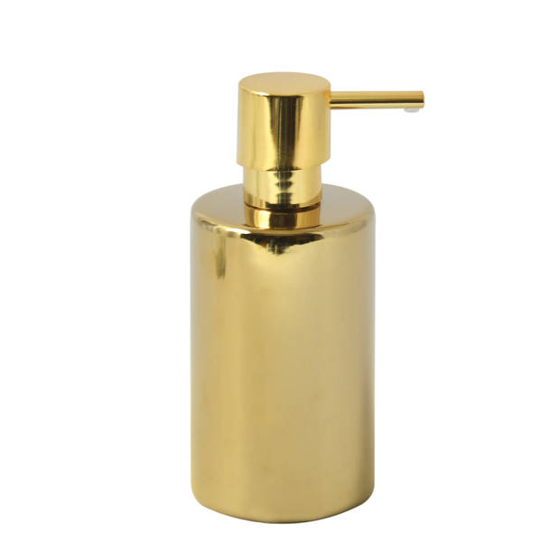 Spirella Badkamer accessoires set - WC-borstel/zeeppompje - porselein - goud - Badkameraccessoireset
