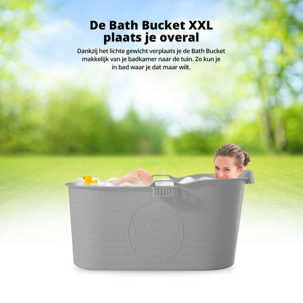 FlinQ Bath Bucket XXL - Incl Massagefunctie - 200L - Grijs