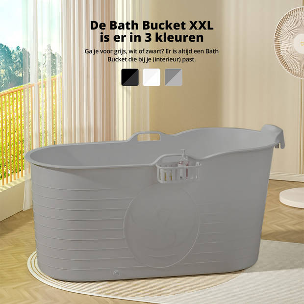 FlinQ Bath Bucket XXL - Incl Massagefunctie - 200L - Grijs