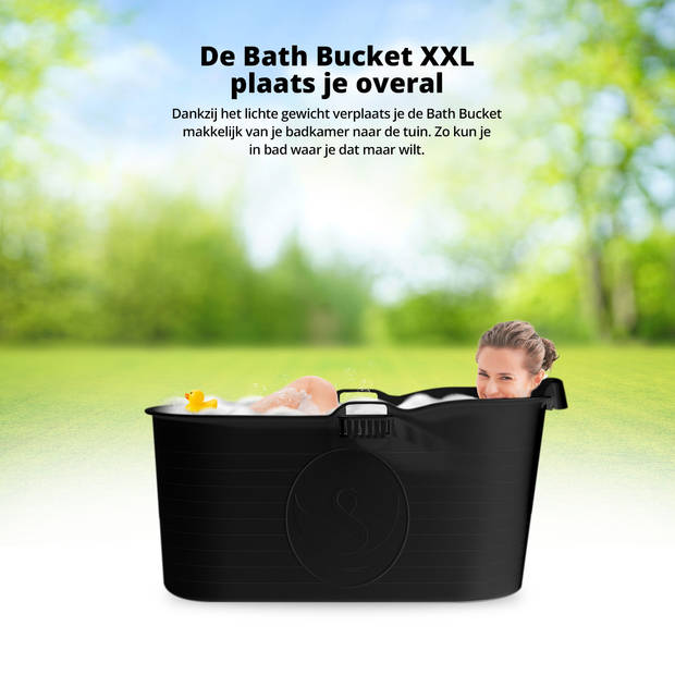 FlinQ Bath Bucket XXL - Incl Massagefunctie - 230L - Zwart