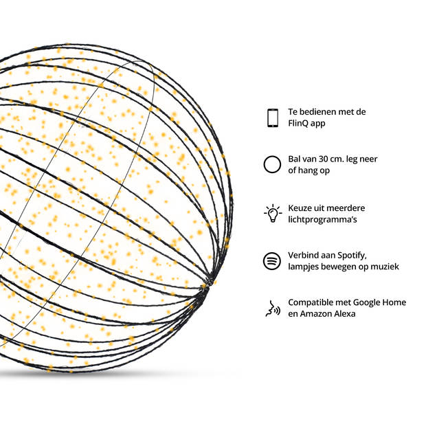 FlinQ Slimme Lichtbol - Hanglamp - Binnen & Buiten - Ø 60 CM - Zwart