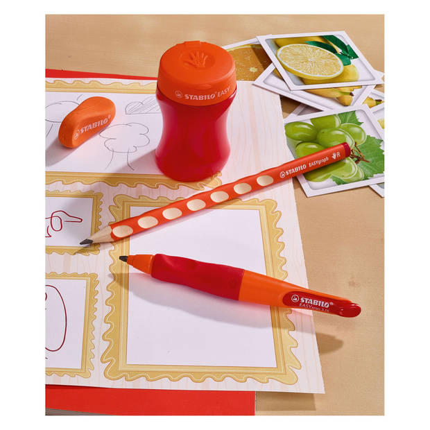 STABILO EASYsharpener - ergonomische 3 in 1 puntenslijper - rechtshandig - oranje