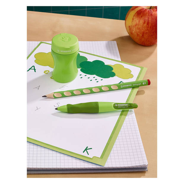 STABILO EASYsharpener - ergonomische 3 in 1 puntenslijper - rechtshandig - groen