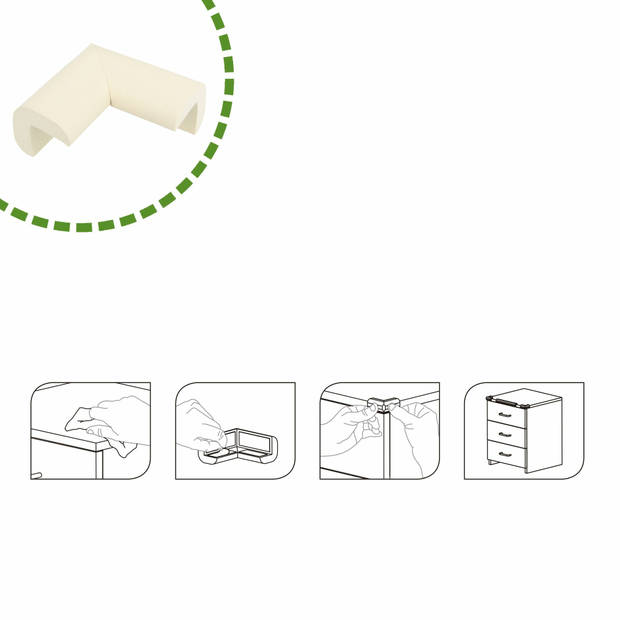 AMIG Hoekbeschermers - 4x - met plakbevestiging - wit - rubber - kind bescherming scherpe hoeken - Hoekbeschermers