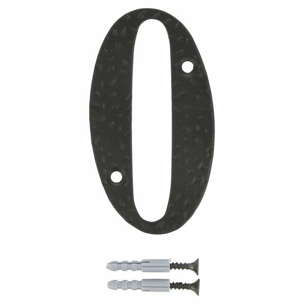 AMIG Huisnummer 0 - massief gesmeed staal - 10cm - incl. bijpassende schroeven - zwart - Huisnummers