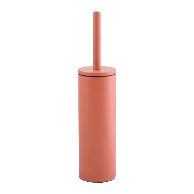 Spirella Luxe Toiletborstel in houder Cannes - 2x - terracotta - metaal - 40 x 9 cm - met binnenbak - Toiletborstels