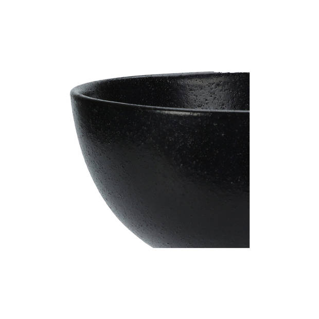 Excellent Houseware Soepkommen - Lava stone - keramiek - D15 x H7 cm - zwart - Stapelbaar - Kommetjes