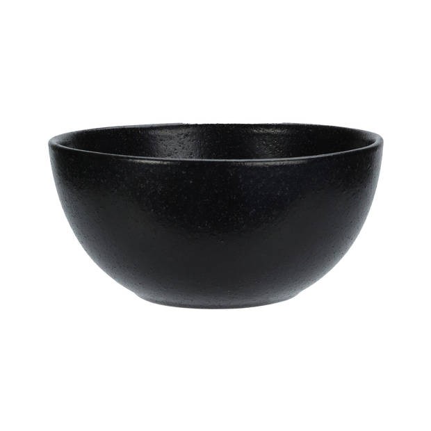 Excellent Houseware Soepkommen - Lava stone - keramiek - D15 x H7 cm - zwart - Stapelbaar - Kommetjes