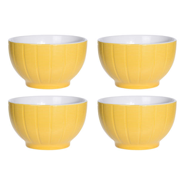 Excellent Houseware Soepkommen/schaaltjes - 4x - Venice - keramiek - D14 x H8 cm - warm geel - Kommetjes